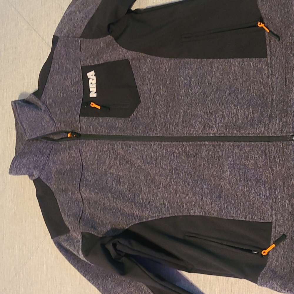 Mens NRA Lifetime Member Full Zip Jacket  Grey with Orange Trim Exc size M
